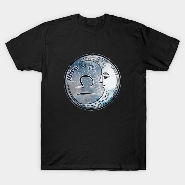 Libra Moon Sign Astrology Zodiac Symbol Stars and Crescent Moon T-Shirt by graphicbombdesigns